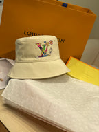 Louis Vuitton Men's And Women's Colorful Letters Embroidered Printed Cotton Reversible Fisherman's Hat Cap #75642