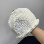 Chrome Hearts White Leather Cross Cold Hat #334407