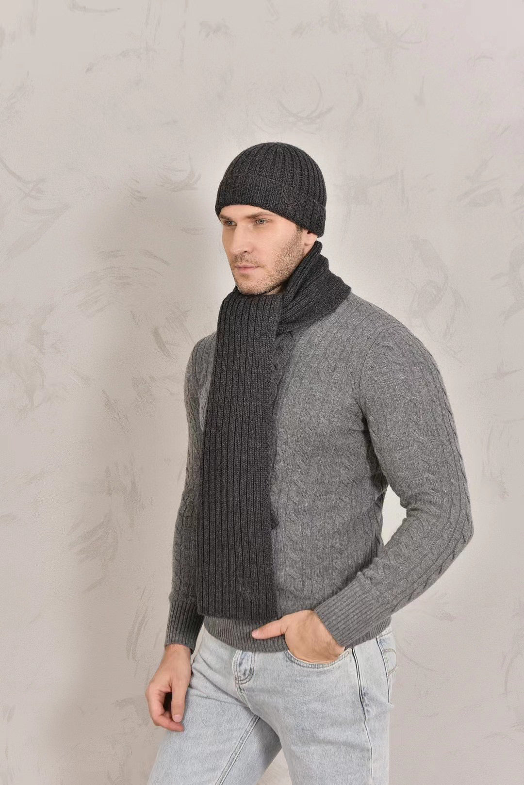 Loro Piana Cashmere Knit Hat Scarf Set #6664