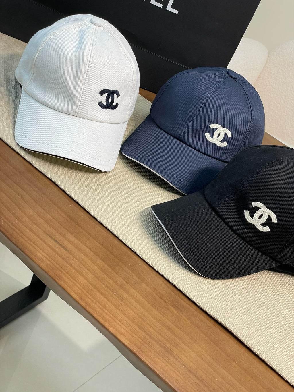 Chanel Men's and Women's Solid Color Embroidered Logo Cotton Duck Hat Cap #75768