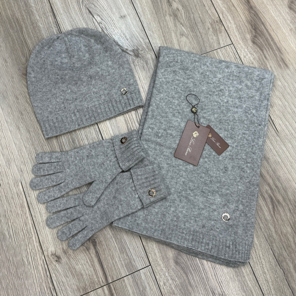 Loro Piana Men's And Women's Winter Fashion Casual Solid-Color Hat. Scarf. and Gloves Three Piece Set Accessories #78643