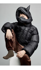 Kid's Autumn And Winter Solid Color Long Sleeve Stereoscopic Dinosaur Shaped Hat Puffer Down Jacket #31325