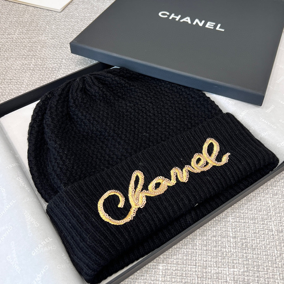 Chanel Cashmere Knit Hat Gloves Scarf #96642