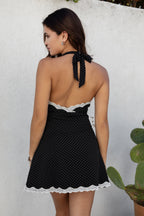 CHERRIE Polka Dot Halter Mini Dress