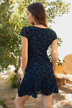 COLLETE Floral Flocked Mesh Mini Dress