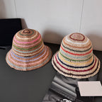 MiuMiu Women's Spring and Summer Rainbow Knit Fisherman's Hat Cap #76551