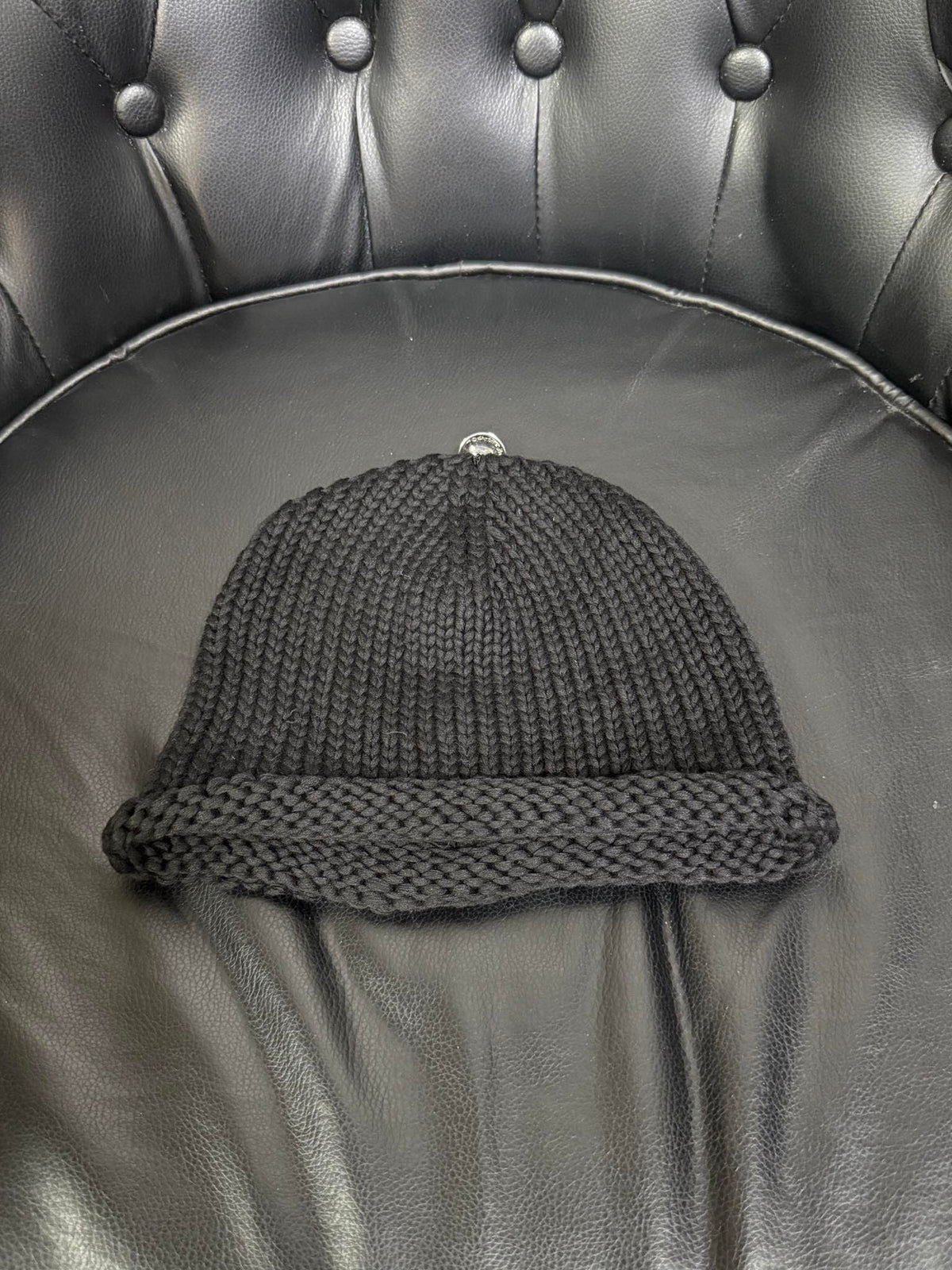 Chrome Hearts Sterling Silver Leather Embellished Cold Hat #333922