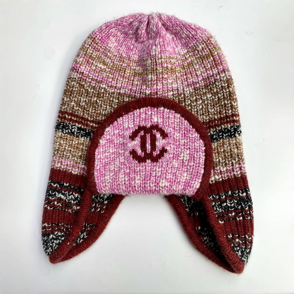 Chanel Women's Autumn and Winter Colorblocking Knitted Ski Hat Cap #74565