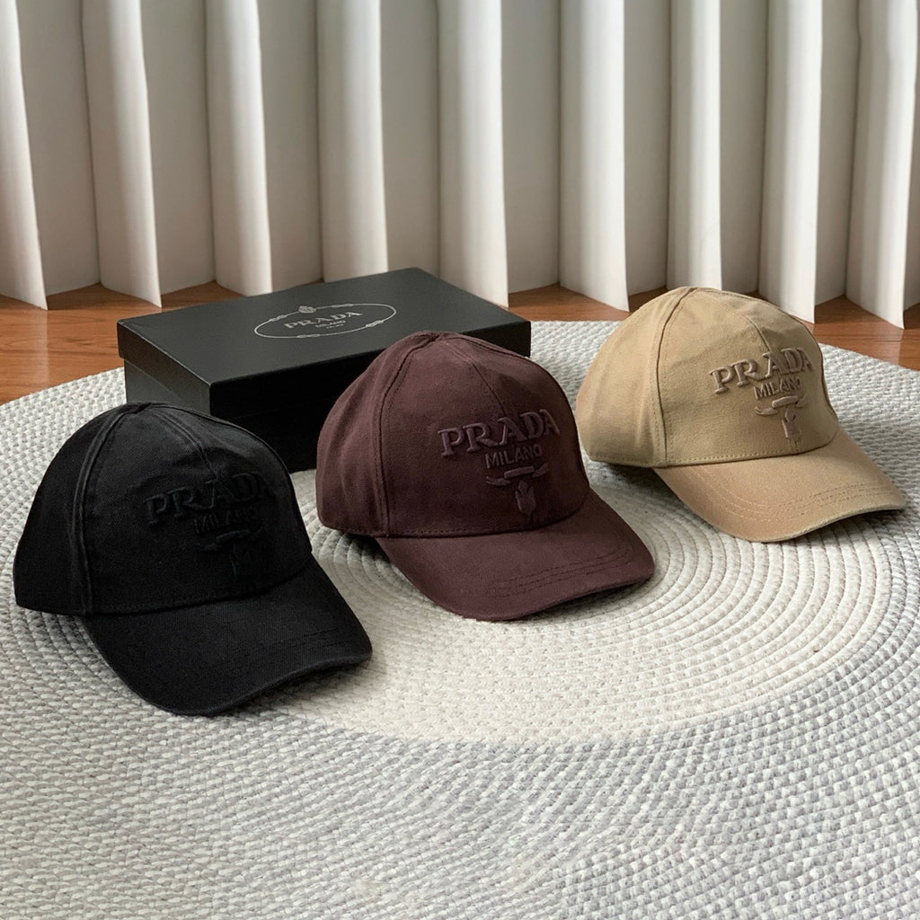 Prada Men's Women's Spring And Summer Solid Colour Logo Embroidery Baseball Cap Fashion High Street Casual Hundred Hat #76153