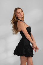 Doly Stretch Twill Bubble Hem Mini Dress