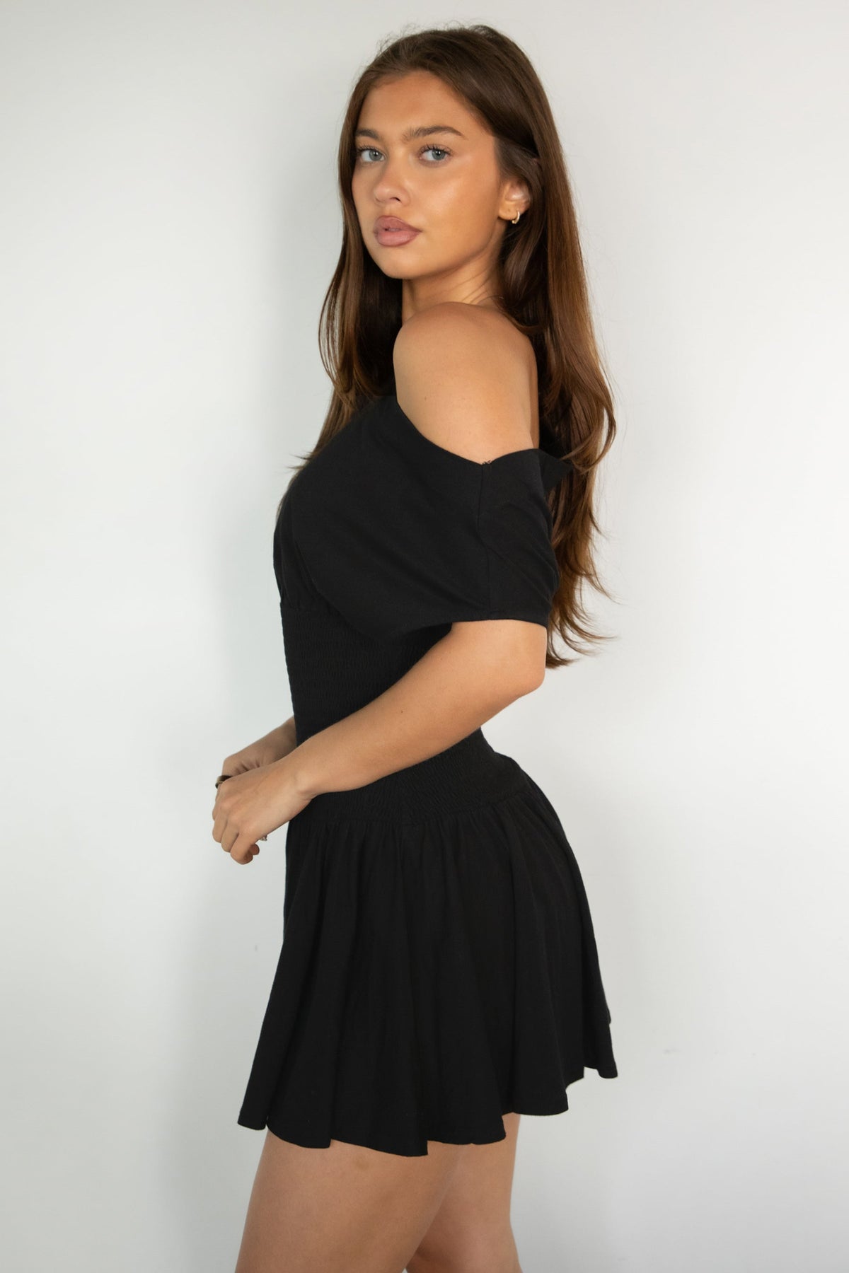 ASHA Asymmetry Shirt Sleeve Mini Dress