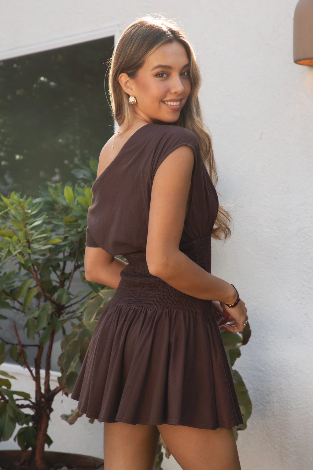 ASHA Asymmetry Shirt Sleeve Mini Dress