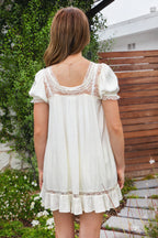 EVANGELIN Sheer Satin Short Sleeve Mini Dress