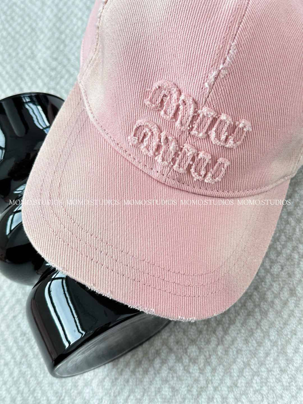 MiuMiu Women's Fan Embroidered Letter Print Denim Baseball Cap Hat #77382