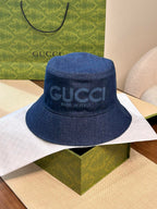 Gucci Women's Solid Color Monogrammed Cowboy Fisherman's Hat Cap #76444