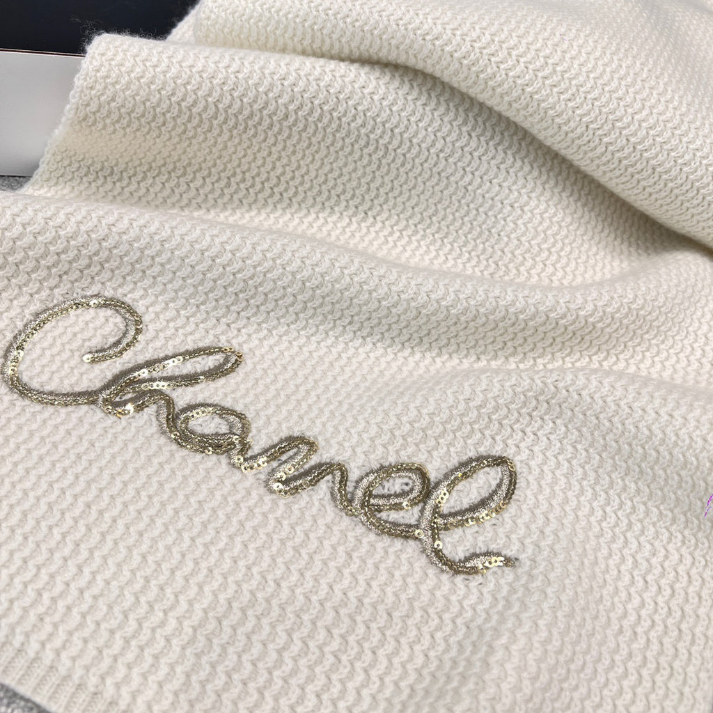 Chanel Cashmere Knit Hat Gloves Scarf #96642