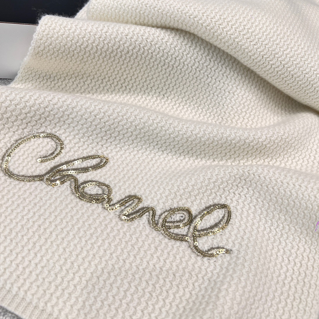 Chanel Cashmere Knit Hat Gloves Scarf #96642