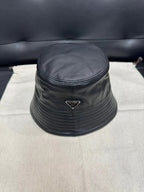 Prada Unisex Spring/Fall Fashion Casual Solid Color Fisherman's Hat with Logo Sheepskin Hat Accessories #78471