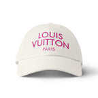 Louis Vuitton Men's and Women's White Monogrammed Embroidered Cotton Duck Cap Hat #72675