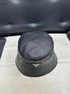 Prada Unisex Spring/Fall Fashion Casual Solid Color Fisherman's Hat with Logo Sheepskin Hat Accessories #78471