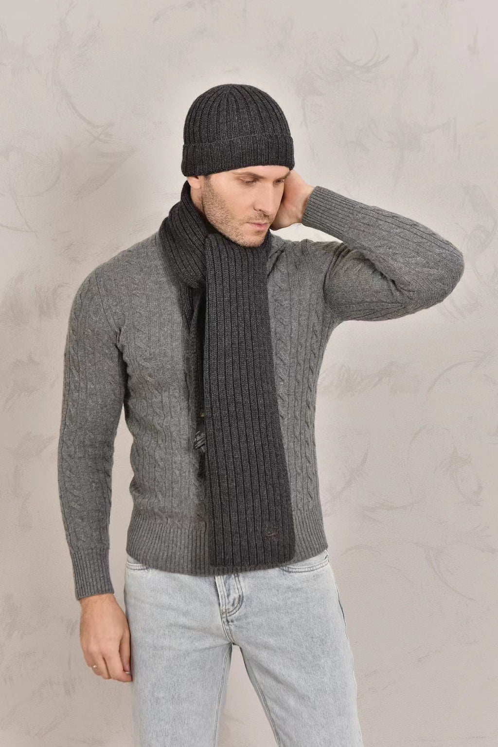 Loro Piana Cashmere Knit Hat Scarf Set #6664