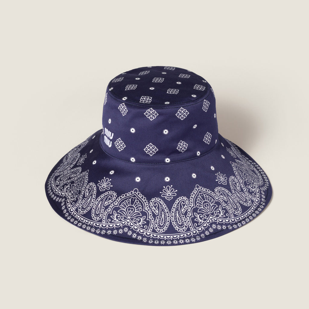 MiuMiu Women's Logo Printed Cotton Hat Solid Color Fisherman's Hat Cap #77629