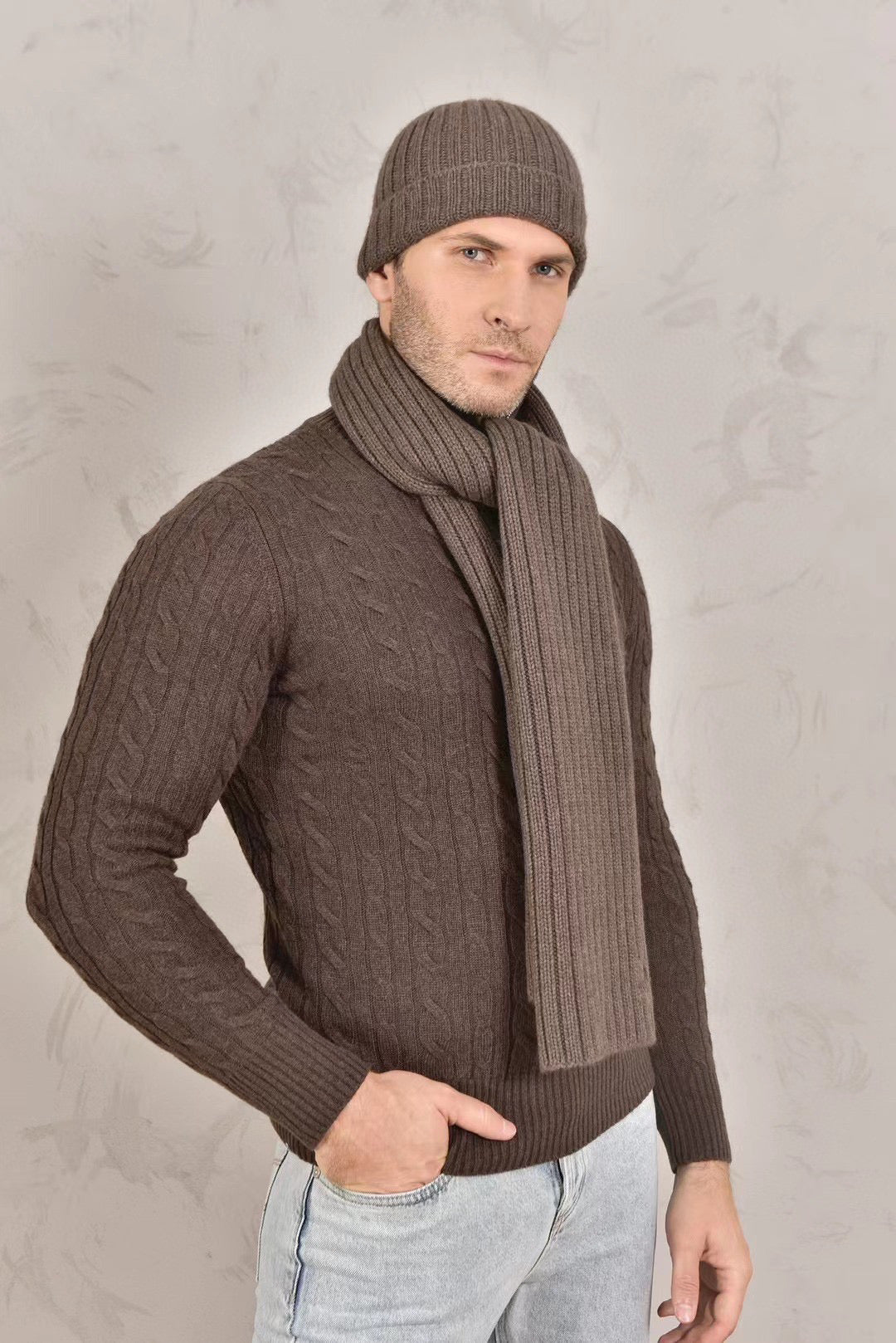Loro Piana Cashmere Knit Hat Scarf Set #6664