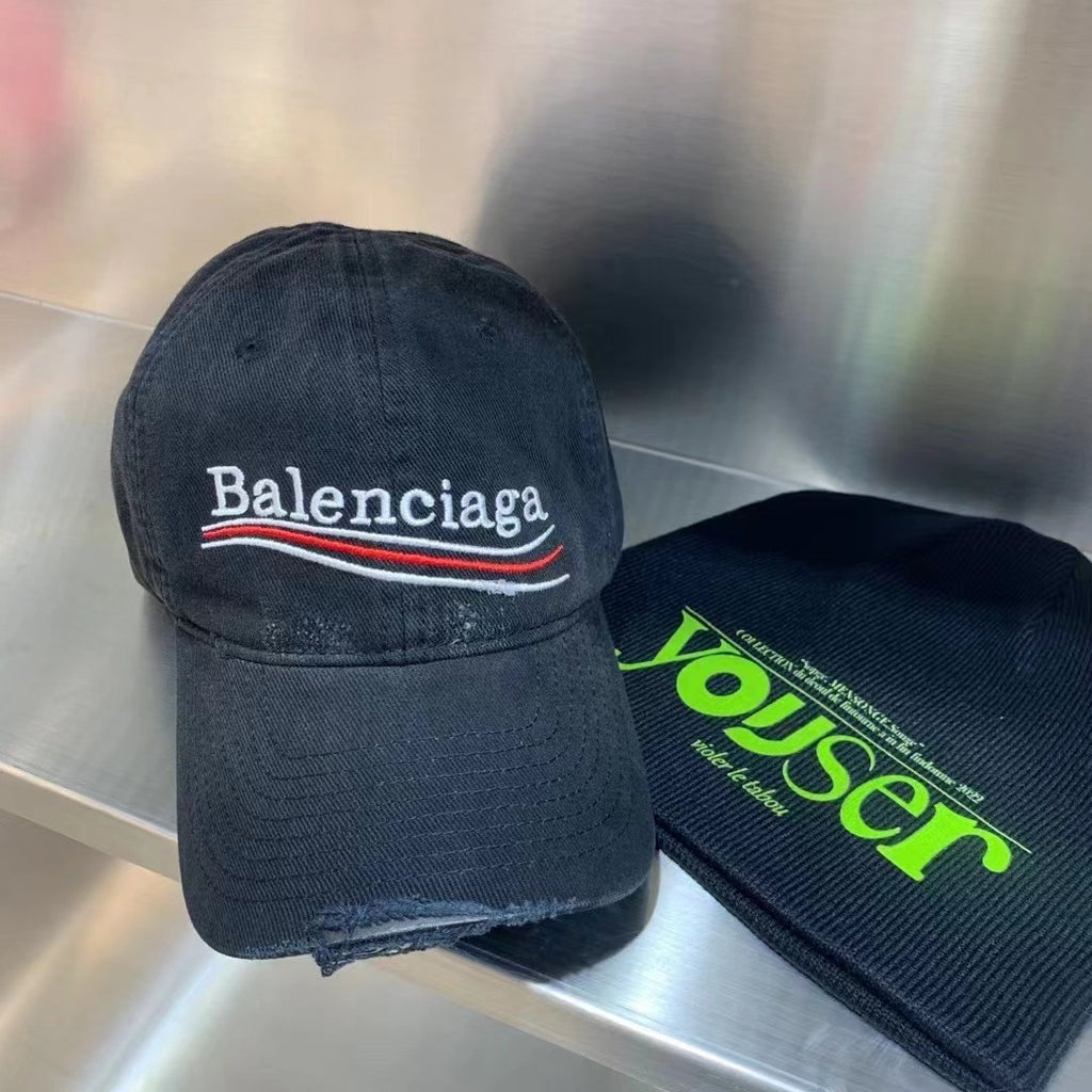 Balenciaga Men's and Women's Solid Color Embroidered Logo Design Cotton Duck Cap Hat #75313
