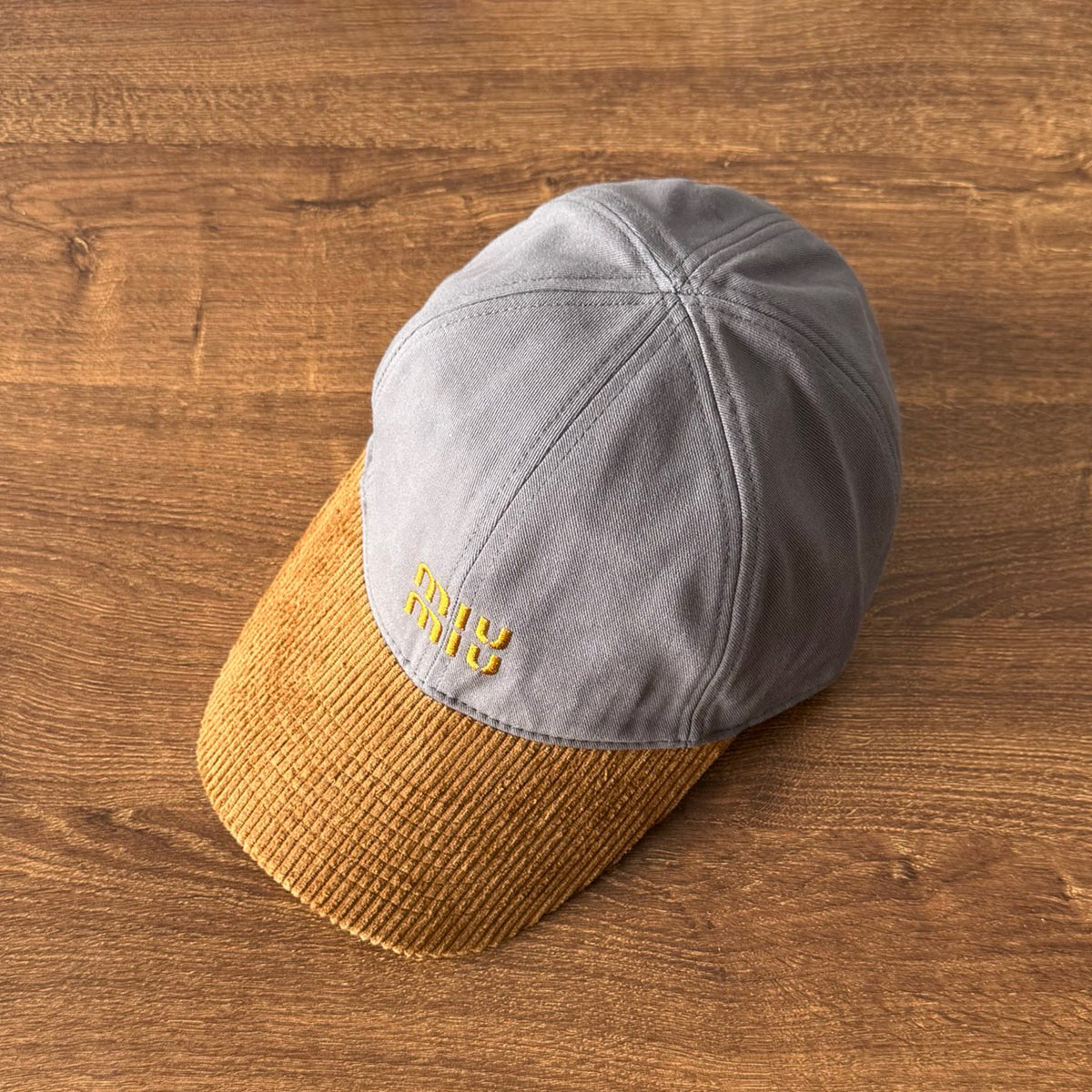 MiuMiu Men's And Women's Logo Embroidered Cotton Duckbill Cap Corduroy Two-Tone Baseball Cap Hat  Accessories #81472