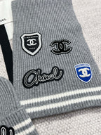Chanel Women's Winter Graffiti Pattern Letter Print Solid Color Wool Hat Scarf Cap #73621