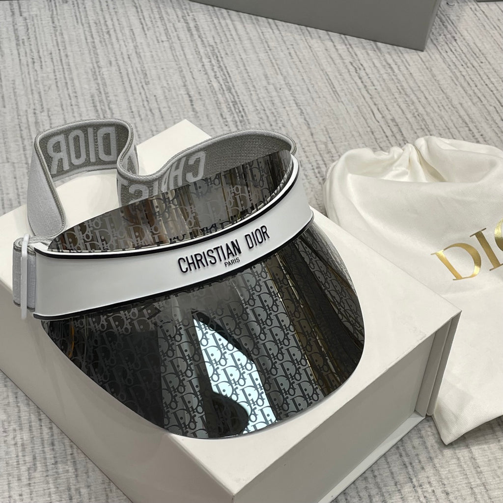 Dior Luxury Dark Patterned Sun Visor with Embossed Logo Strap Cap Hat - High-End Fashion Accessory #75718