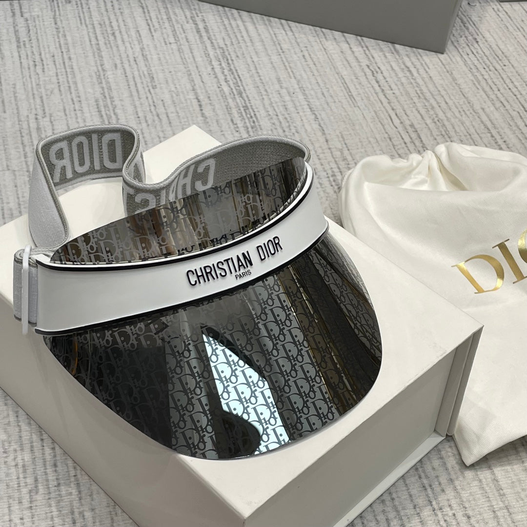Dior Luxury Dark Patterned Sun Visor with Embossed Logo Strap Cap Hat - High-End Fashion Accessory #75718