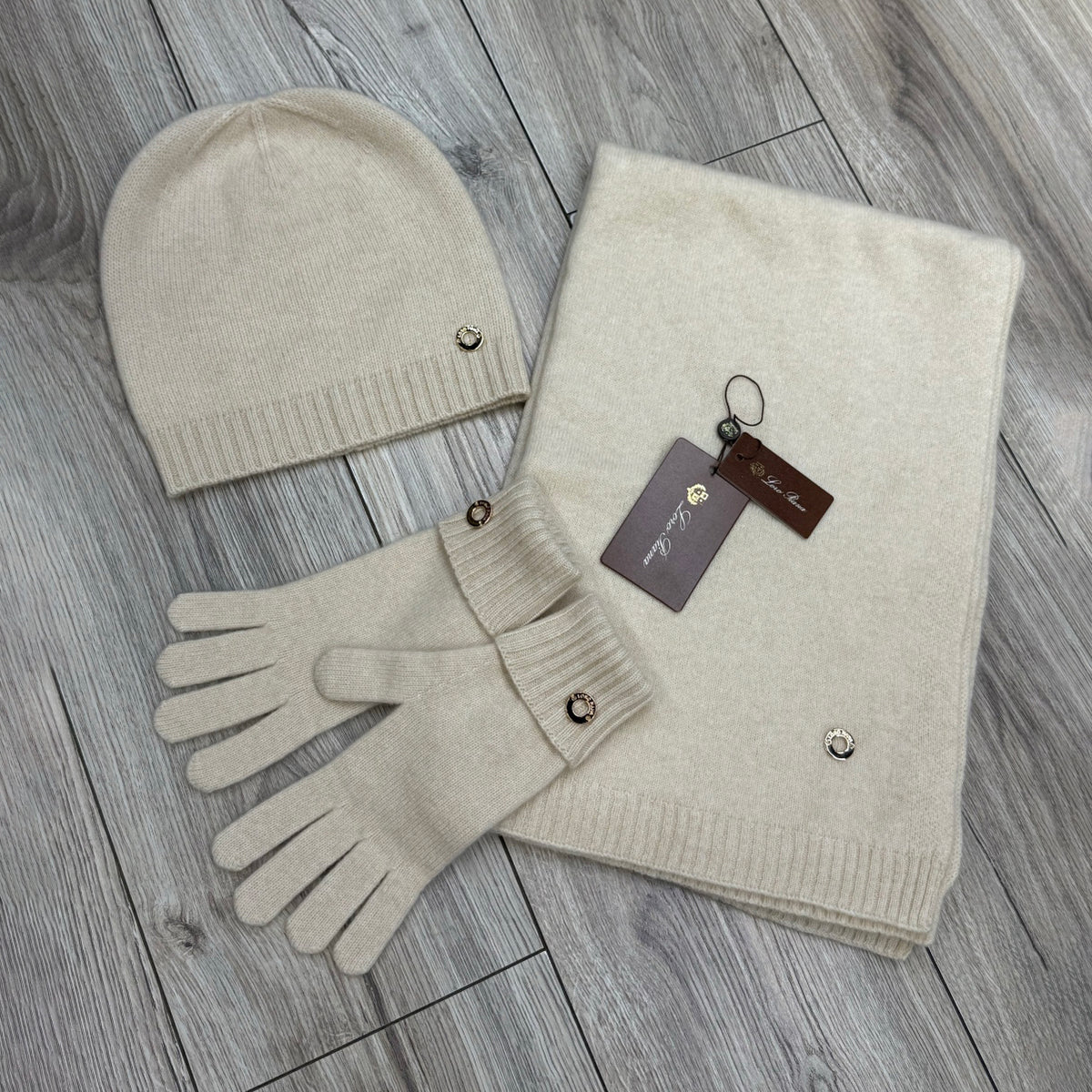 Loro Piana Men's And Women's Winter Fashion Casual Solid-Color Hat. Scarf. and Gloves Three Piece Set Accessories #78643