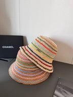 MiuMiu Women's Spring and Summer Rainbow Knit Fisherman's Hat Cap #76551