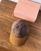 MiuMiu Men's And Women's Logo Embroidered Cotton Duckbill Cap Corduroy Two-Tone Baseball Cap Hat  Accessories #81472