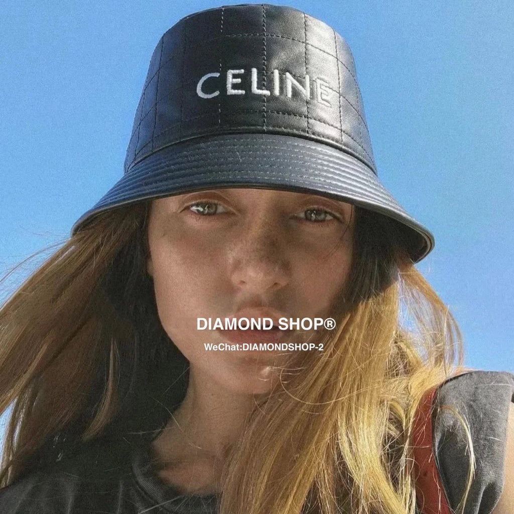 Celine Women's Leather Plaid Fisherman's Hat #96735
