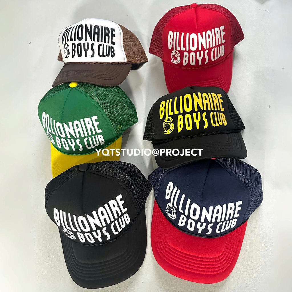 Billionaire Unisex Fashion Trend Color Blocked American Retro English Letter Print Mesh Baseball Cap Duckbill Hat Hat Accessories #78687