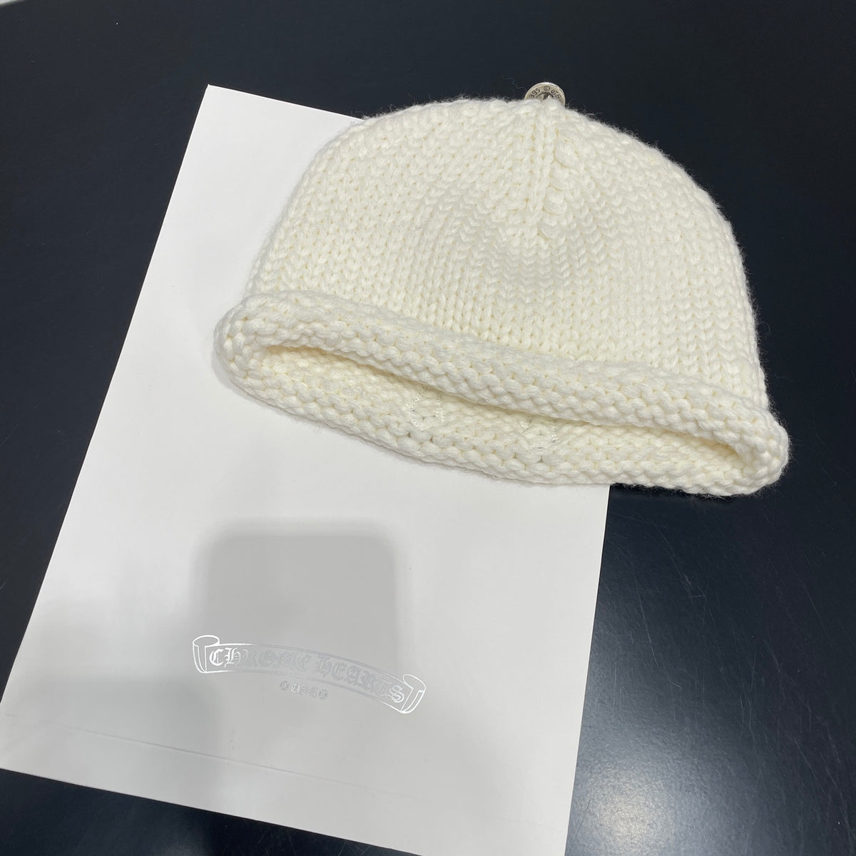 Chrome Hearts White Leather Cross Cold Hat #334407