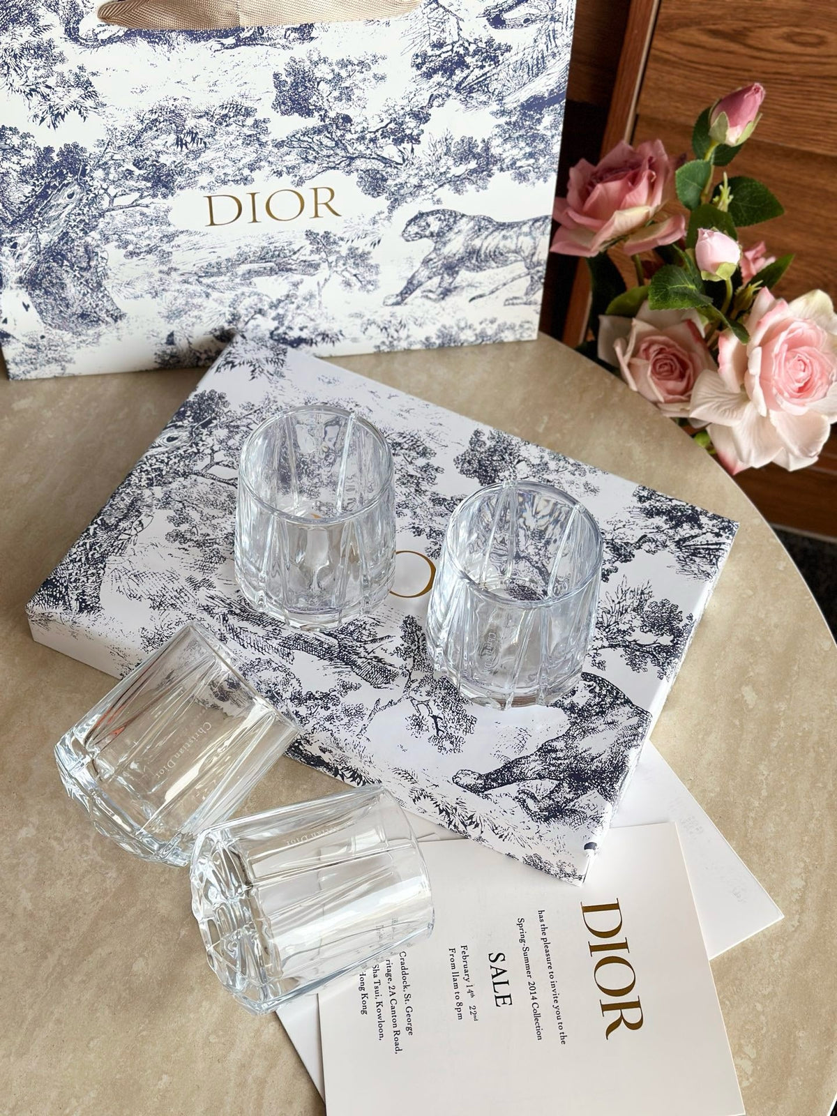 Maison Tumbler Cannage Transparent Crystal Glasses Set of 4