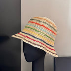 MiuMiu Women's Spring and Summer Rainbow Knit Fisherman's Hat Cap #76551