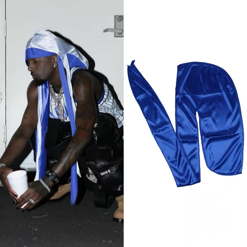 Opium Men's Spring And Summer High Street Trend Hip-hop Hat Playsongs Solid Color Long-tail Tie Hip-hop Turban Hat Head Wrap Hat Ngvp #2488