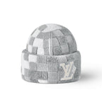 Louis Vuitton Men's and Women's Logo Embroidered Gray Sheep Wool Pom Pom Hat Cap Scarf #73793