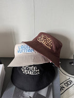 Louis Vuitton Men's and Women's Solid Colour Embroidered Letter Printed Cowboy Duck Tongue Cap Fisherman's Hat #76721