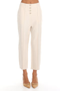 Downtown Girl Button-Front Cropped Trousers Cream