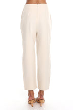 Downtown Girl Button-Front Cropped Trousers Cream