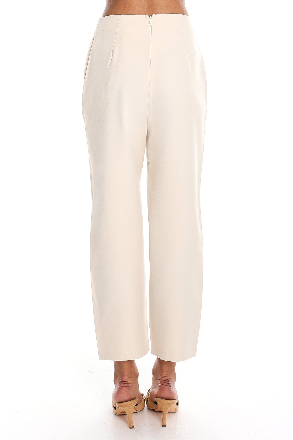Downtown Girl Button-Front Cropped Trousers Cream
