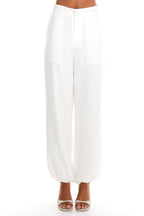 Come Undone Bubble Hem Trousers White