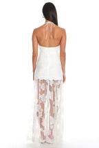 Free Fall Sheer Lace Overlay Dress White