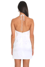 Love Me Not Bow Mini Dress Off White