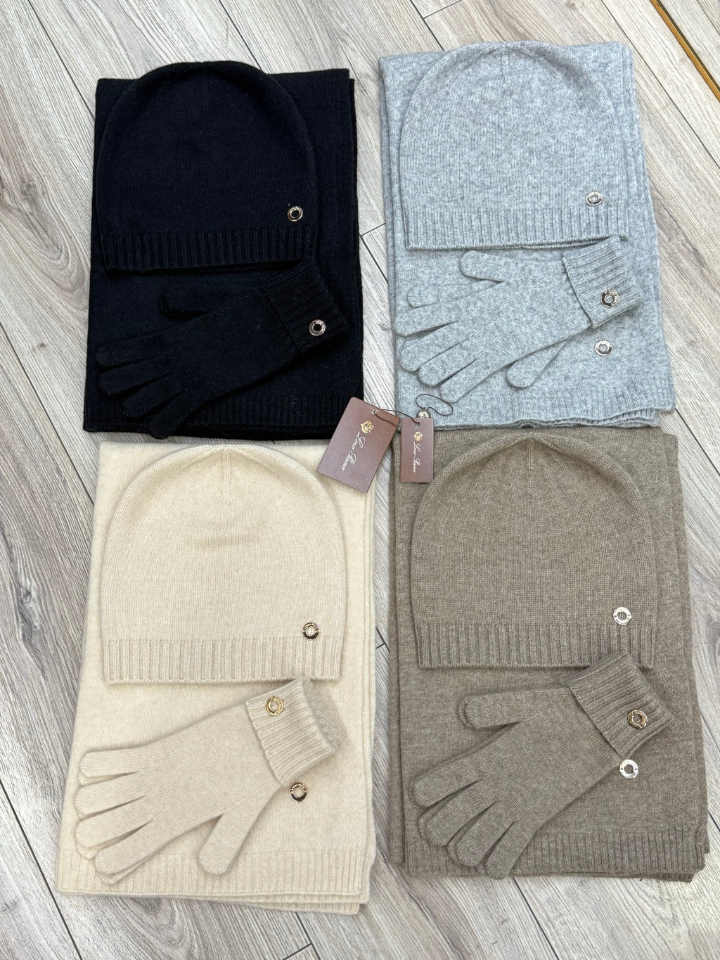Loro Piana Men's And Women's Winter Fashion Casual Solid-Color Hat. Scarf. and Gloves Three Piece Set Accessories #78643